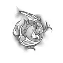 A tattoo design that combines the symbols of family and faith with traditional Japanese elements, such as cherry blossoms and koi fish. tattoo design idea