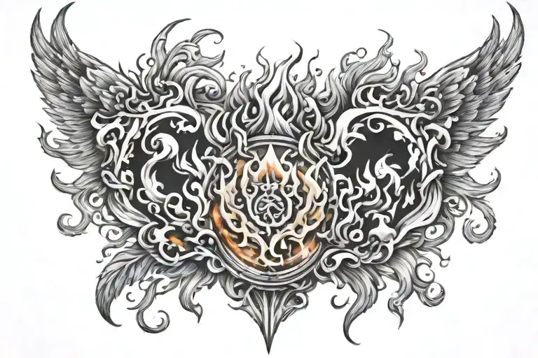 blazing  flames chest tattoo tattoo design idea