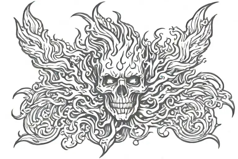 Blazing fire flames tattoo design idea
