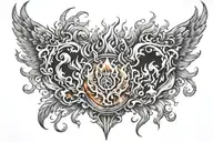 blazing  flames chest tattoo tattoo design idea
