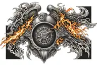 blazing speed flames chest tattoo tattoo design idea