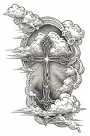 cross surrounded by stormy clouds tattoo design idea