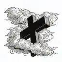bold cross with lighting and clouds forming the shape tattoo design idea