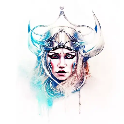 abstract beautiful viking girls eye and surrounding features, no face line, epic viking war paint tattoo design idea