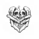 A skeleton whose heart is in your hand tattoo design idea