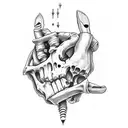 A skeleton whose heart is in your hand tattoo design idea