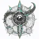 black hole and dagger piercing tattoo design idea