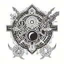 black hole and dagger piercing tattoo design idea