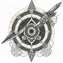 black hole and dagger piercing tattoo design idea