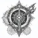 black hole and dagger piercing tattoo design idea