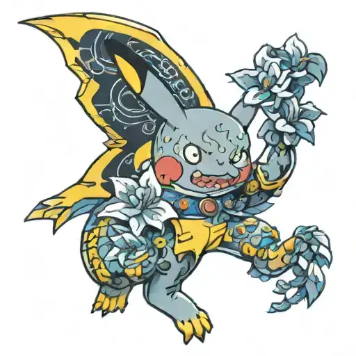 pikachu and simpsons arm sleeve tattoo design idea