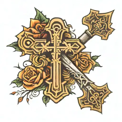 cross with the inscription 41:10  tattoo design idea