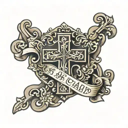 cross with the inscription 41:10  tattoo design idea