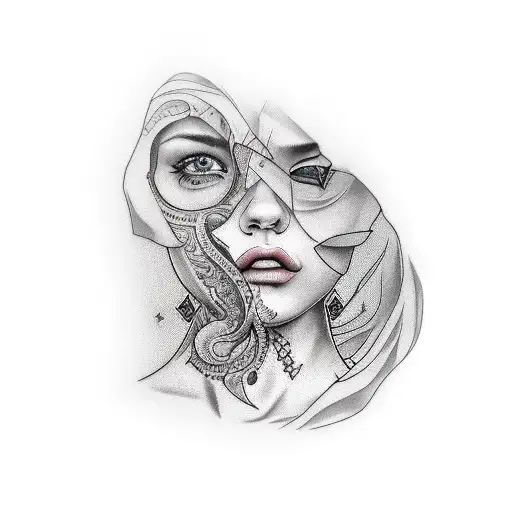 girl with bandana and tattoo  tattoo design idea