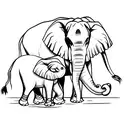 Mother elephant protecting her baby tattoo design idea