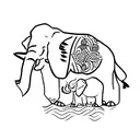 Mother elephant protecting her baby tattoo design idea