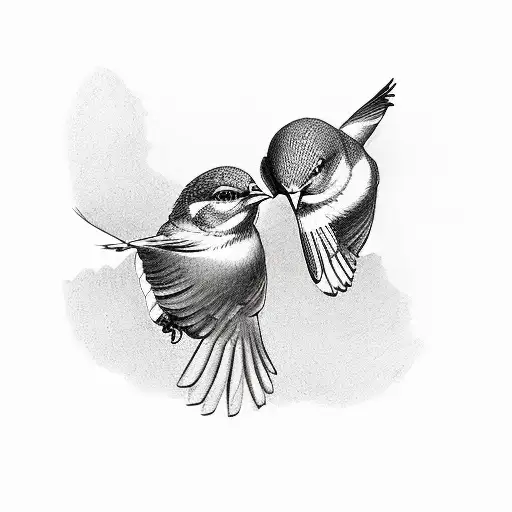 two birds flying together tattoo design idea
