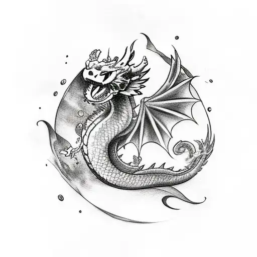 Kirby arm tattoo with water colors and a dragon in the same style tattoo design idea