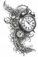Clock, moving on from trauma from childhoood.  tattoo design idea