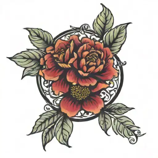 zinnias thigh tattoo with bible verse proverbs 4:23 tattoo design idea