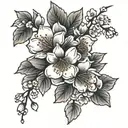 cherry blossom thigh tattoo with flowers black and white tattoo design idea