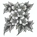 cherry blossom thigh tattoo with flowers black and white tattoo design idea