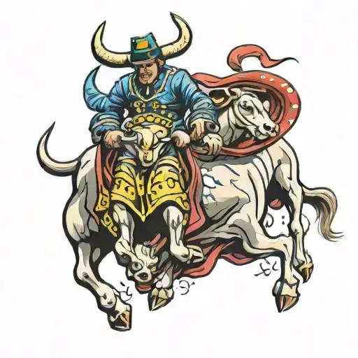 bull winning against a matador tattoo design idea