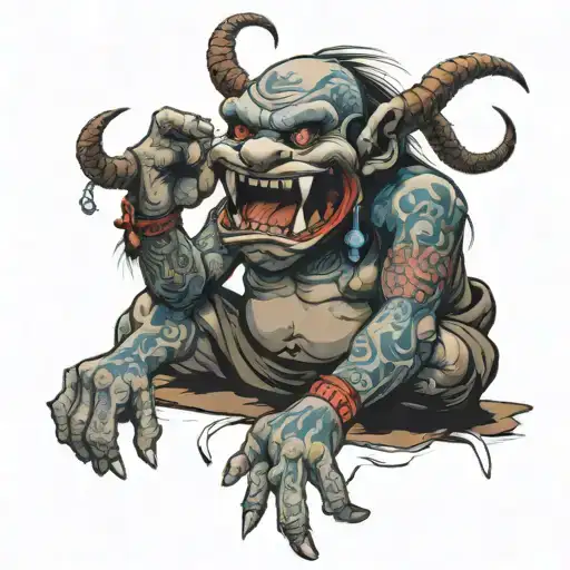 troll playing pranks on unsuspecting tattoo design idea