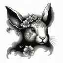 Japanese styled rabbit with sakura flowers  tattoo design idea