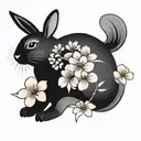 Japanese styled rabbit with sakura flowers  tattoo design idea