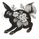 Japanese styled rabbit with sakura flowers  tattoo design idea