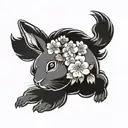 Japanese styled rabbit with sakura flowers  tattoo design idea