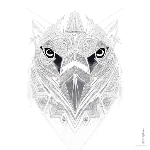 A tribal-inspired design featuring a dog and a raven in an intense face-off tattoo design idea