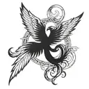 Phoenix and cross intertwined tattoo design idea