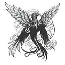 Phoenix and cross intertwined tattoo design idea