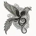 Phoenix and cross intertwined tattoo design idea