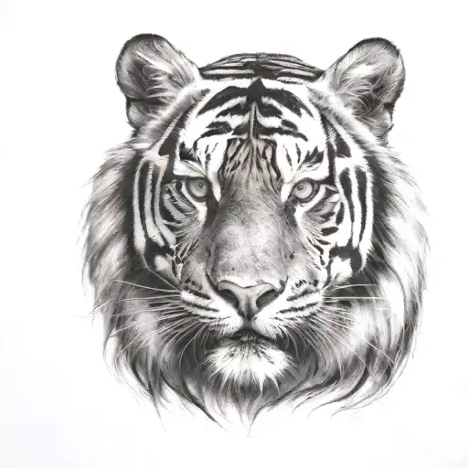 An anrgy Tiger face tattoo design idea