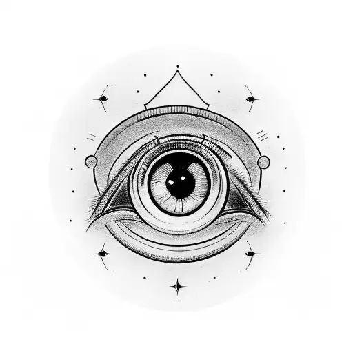 telescope with eye tattoo design idea