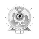telescope with eye tattoo design idea