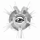 telescope with eye tattoo design idea