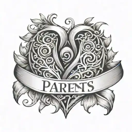 parents names inside two hearts tattoo design idea
