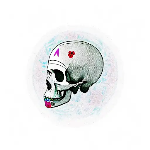 Native American with skull and roses tattoo design idea