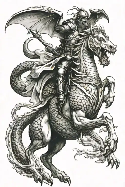 Saint George killing dragon tattoo design idea