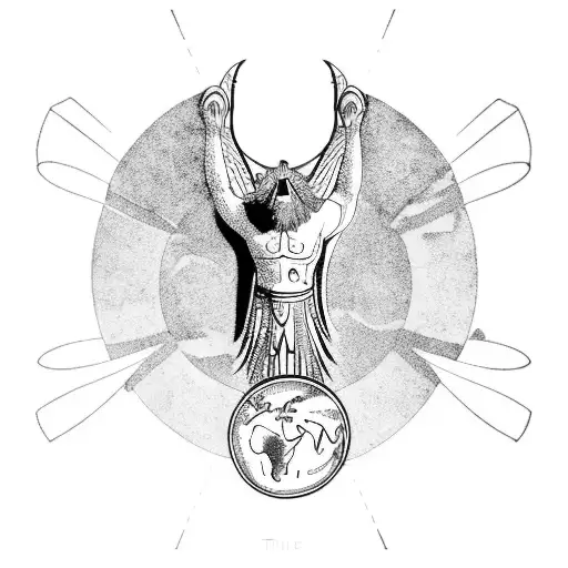 the god atlas with wings coming out of his back holding the earth on his shoulders tattoo design idea