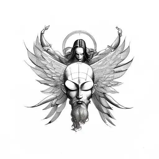the god atlas with wings coming out of his back holding the earth on his shoulders tattoo design idea