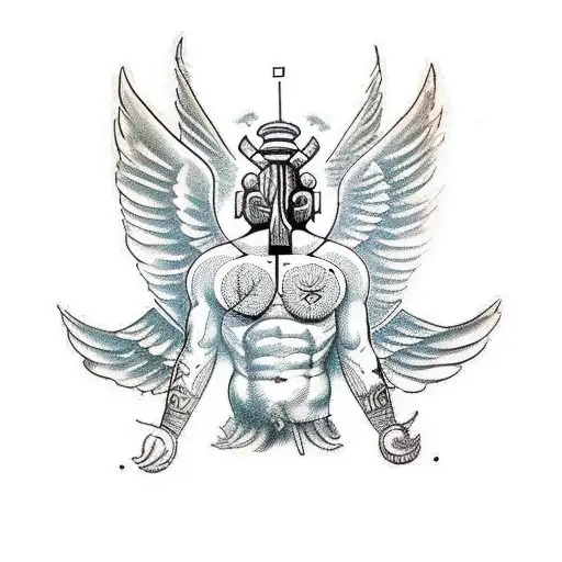 the god atlas with wings coming out of his back holding the earth on his shoulders tattoo design idea