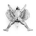the god atlas with wings coming out of his back holding the earth on his shoulders tattoo design idea