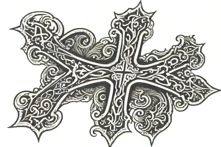 cross with name incorporated tattoo design idea