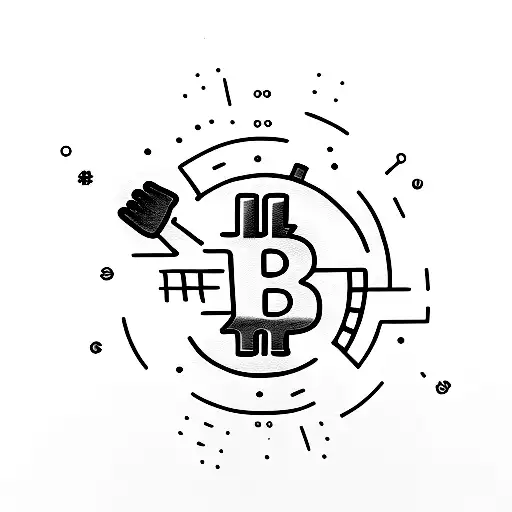 A simple tattoo of two hands fist bumping, with a bitcoin symbol in the middle, representing the client's passion for friendship and cryptocurrency tattoo design idea
