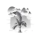 Palm Tree and bird  tattoo design idea